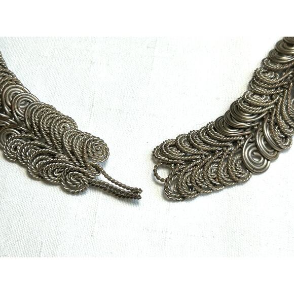 Vintage Egyptian Revival Interlocking Coil Collar Necklace 18in - Picture 5 of 10